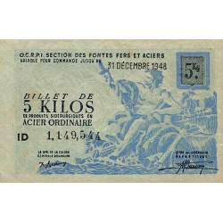 ABSCHNITT GUSSEISEN UND STAHL – 5-KILOS-NOTE VON STAHLPRODUKTEN AUS GEWÖHNLICHEM STAHL – 31.12.1948