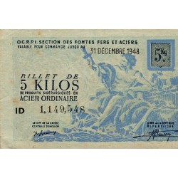 FOIX - SECTION DES FONTES ET ACIERS - BILLET 5 KILOS DE PRODUITS SIDERURGIQUES EN ACIER ORDINAIRE - 31/12/1948