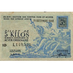 ABSCHNITT GUSSEISEN UND STAHL – 5-KILOS-NOTE VON STAHLPRODUKTEN AUS GEWÖHNLICHEM STAHL – 31.12.1948