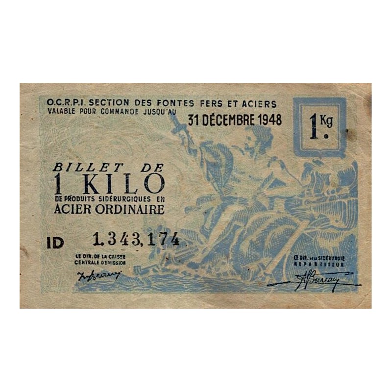 ABSCHNITT GUSSEISEN UND STAHL – 5-KILOS-NOTE VON STAHLPRODUKTEN AUS GEWÖHNLICHEM STAHL – 31.12.1948