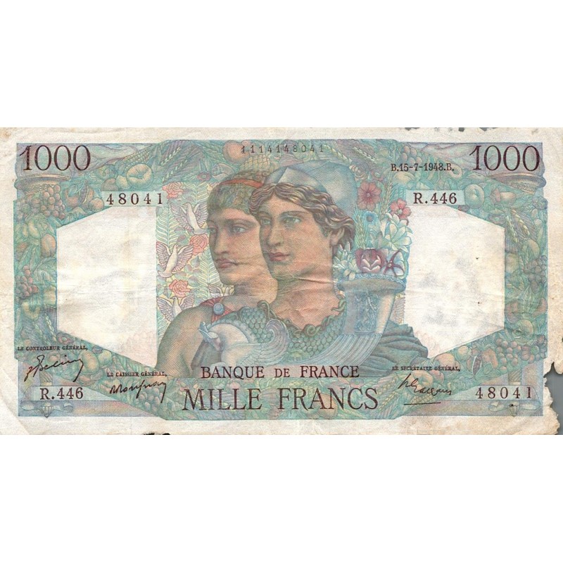 FRANCE - PICK 130 - 1000 FRANCS MINERVE ET HERCULE - 15/07/1948 - R.446