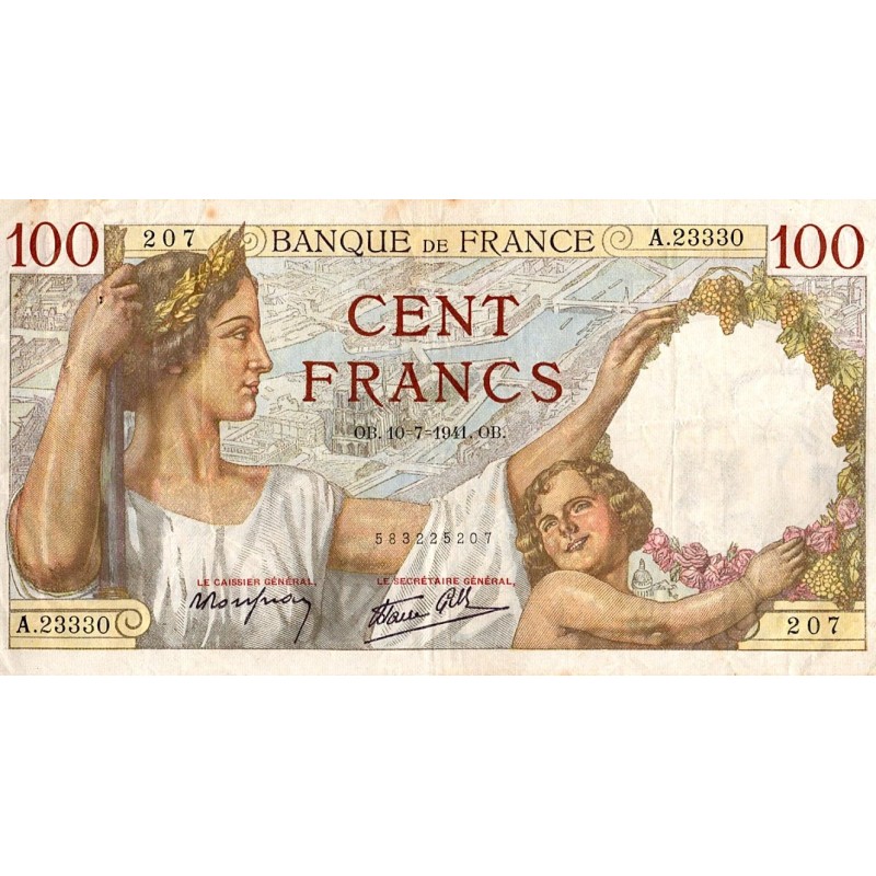 FRANCE - PICK 94 - 100 FRANCS SULLY - 24/08/1939