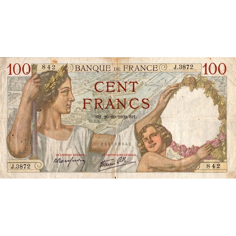 FRANCE - PICK 94 - 100 FRANCS SULLY - 26/10/1939