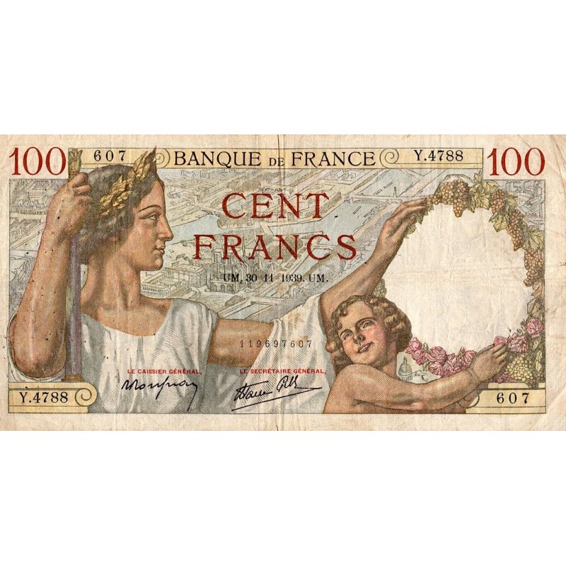 FAY 26/16 - 100 FRANCS SULLY - 30/11/1939 - PICK 94