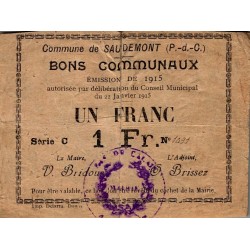 COUNTY 62860 - SAUDEMONT - BONS COMMUNAUX - 1 FRANC - 22.01.1915