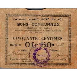 COUNTY 62860 - SAUDEMONT - BONS COMMUNAUX - 50 CENTIMES - 22.01.1915