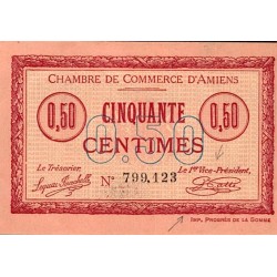 COUNTY 80 - AMIENS - CHAMBER OF COMMERCE - 50 CENTIMES - 1915