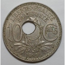 FRANCE - KM 866a - 10 CENTIMES 1936 - TYP LINDAUER - DECENTERED HOLE