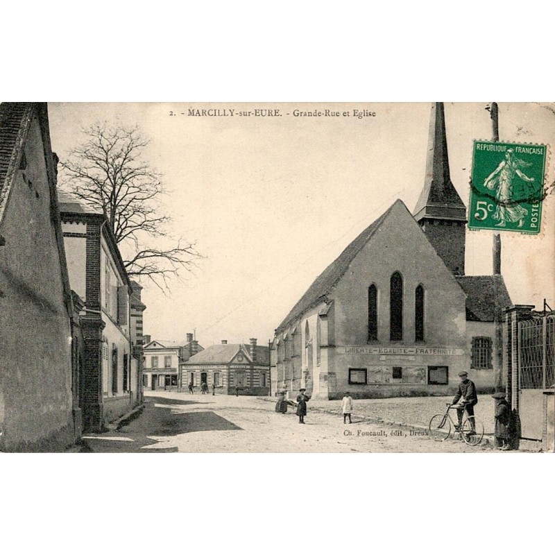 COUNTY 27810 - MARCILLY-SUR-EURE - GRANDE-RUE AND CHURCH