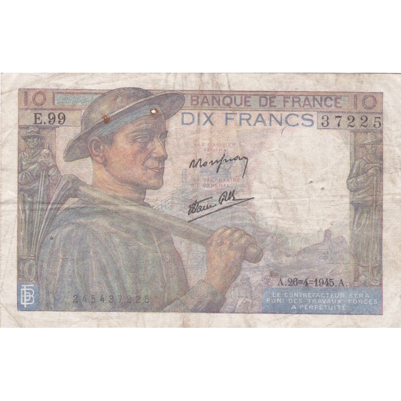 FRANCE - F.08/14 - 10 Francs Miner - 26/04/1945 - E.99