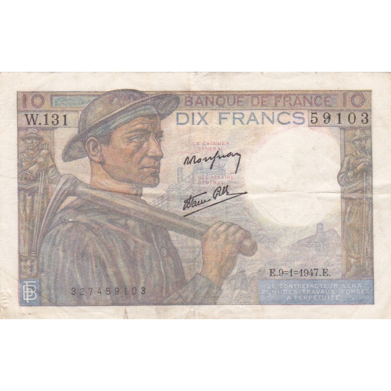 FRANCE - F.08/17 - 10 Francs Miner - 09/01/1947 - W.131