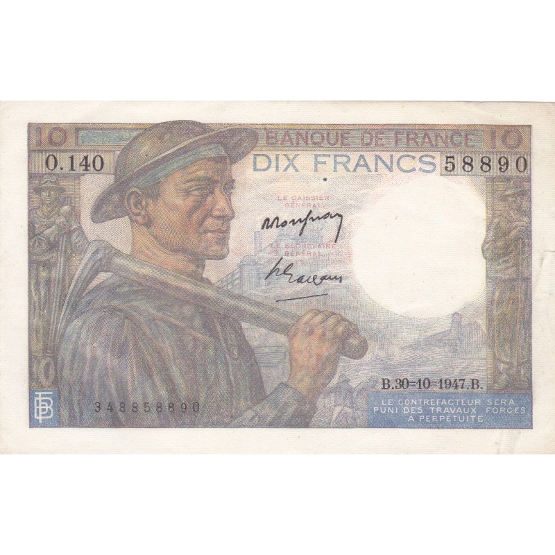 FRANCE - F.08/18 - 10 Francs Miner - 30/10/1947 - O.140