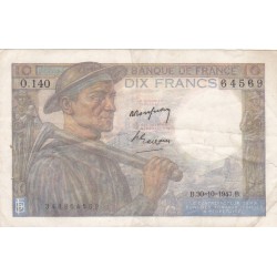 FRANCE - F.08/18 - 10 Francs Miner - 30/10/1947 - O.140