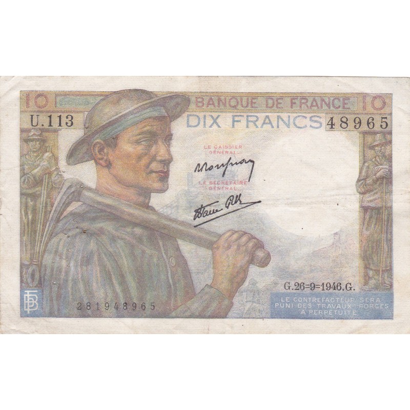 F.08/15 - 10 FRANCS MINEUR - 26/09/1946 - U.113