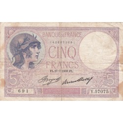 F.03/17 - 5 FRANCS VIOLET - 27/07/1933 - Y.57075 - RADAR