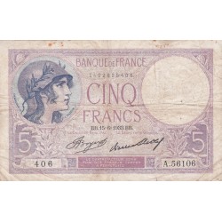 F.03/17 - 5 FRANCS VIOLET - 15/06/1933 - A.56106 - B/TB