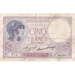 F.03/17 - 5 FRANCS VIOLET - 05/01/1933 - Y.52249