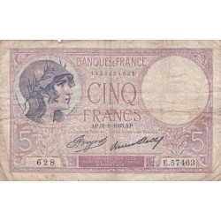 F.03/17 - 5 FRANCS VIOLET - 31/08/1933 - E.57463 - B/TB