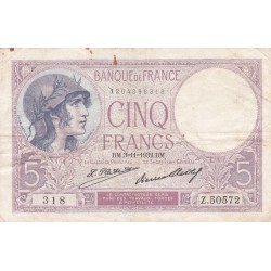 F.03/16 - 5 FRANCS VIOLET - 03/11/1932 - Z.50572