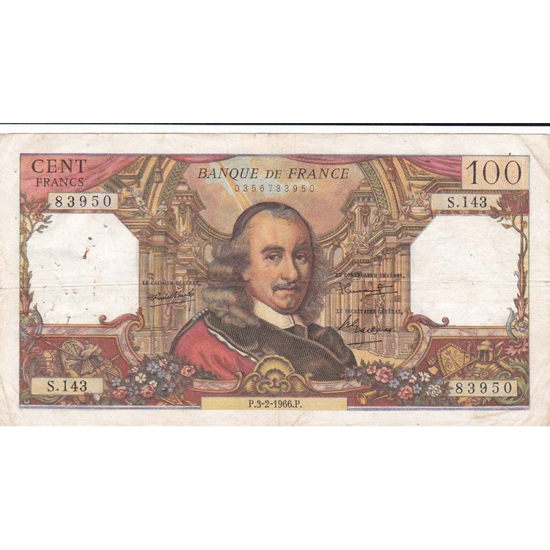 FRANCE - F.65/11 - 100 FRANCS CORNEILLE - 03/02/1966 - S.143