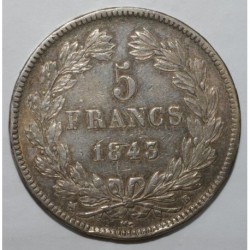 5 FRANCS 1843 B - LOUIS PHILIPPE 1er  - tête laurée - TRES TRES BEAU