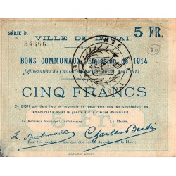 County 59 - DOUAI - BON DE 5 FRANCS - 30/08/1914 - D