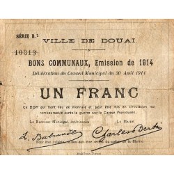 County 59 - DOUAI - BON DE 1 FRANC - 30/08/1914 - B2