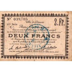 County 59 - DOUAI - BON DE 2 FRANCS - 30/08/1914 - C1