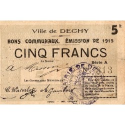 County 59 - DECHY - 5 FRANC VOUCHER - 1915 - SERIES A