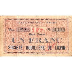 County 62 - LIEVIN - COAL COMPANY - VOUCHER FOR 1 FRANC - 07/09/1914 - SERIES P7