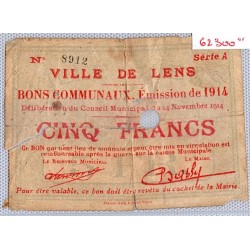 COUNTY 62 - LENS - 5 FRANCS - 14/11/1914 - SERIE A