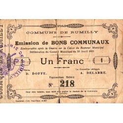 County 59 - RUMILLY - COMMUNAL BONDS - 1 FRANC - 04/30/1915 - 3RD SERIES