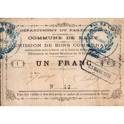 COUNTY 62 - REMY - COMMUNAL BONDS - 1 FRANC - 02/21/1915