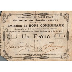 COUNTY 62 - SAUCHY - LESTREE - BONS COMMUNAUX - 1 FRANC - 01/31/1915