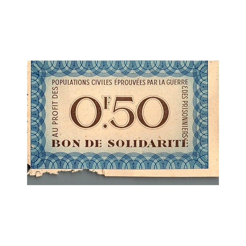 FRANCE - SOLIDARITY BANKNOTE - 0.50 FRANCS - NATIONAL AID - FRENCH RED CROSS