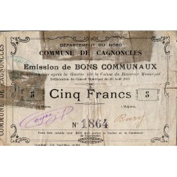 COUNTY 59 - CAGNONCLES - COMMUNAL BONDS - 5 FRANCS - 08/20/1915