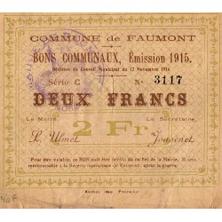 COUNTY 59 - FAUMONT - BON COMMUNAUX - 2 FRANCS - 12/11/1914