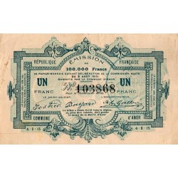 COUNTY 59 - ANOR - BON COMMUNAL - 1 FRANC - AUGUST 3, 1915