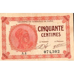 75 - PARIS - 50 CENTIMES - 10/031920 - PARIS CHAMBER OF COMMERCE