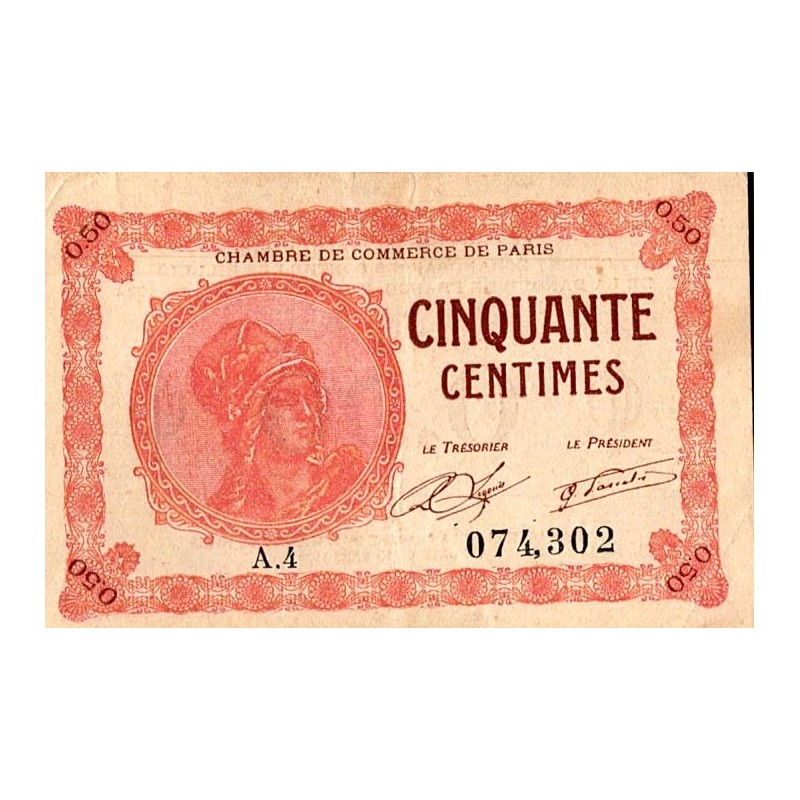 75 - PARIS - 50 CENTIMES - 10/031920 - PARIS CHAMBER OF COMMERCE