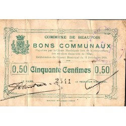 County 59 - BEAUVOIS - COMMUNAL BONDS - 50 CENTIMES - 11/12/1914