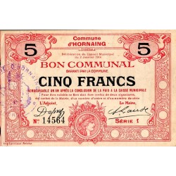 County 59 - HORNAING - COMMUNAL BONDS - 5 FRANCS - 02/01/1916