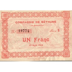 62400 - COMPAGNIE DE BETHUNE - 1 FRANC - 08/15/1914 - SERIES 1