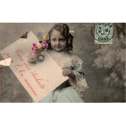 CARTE POSTALE ANCIENNE - 'TOUS NOS SOUHAITS POUR L'AN NOUVEAU' - 1904