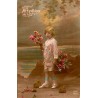 CARTE POSTALE ANCIENNE - ENFANT - FLEURS - AFFECTION