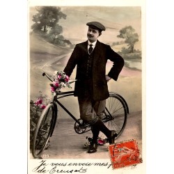 OLD POSTCARD - BY BIKE - I SEND YOU MY THOUGHTS...