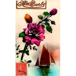 OLD POSTCARD - STE BARBE - ROSES - SAILBOAT