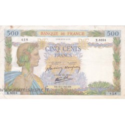 FRANKREICH - F.32/37 - 500 FRANCS LA PAIX - 16/07/1942 - X.6324