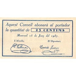 SPAIN - CONSELL MUNICIPAL DE MONT-RAL - 25 CENTIMES - 1937