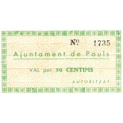 SPAIN - PAULS - MUNICIPAL COUNCIL - 50 CENTIMES